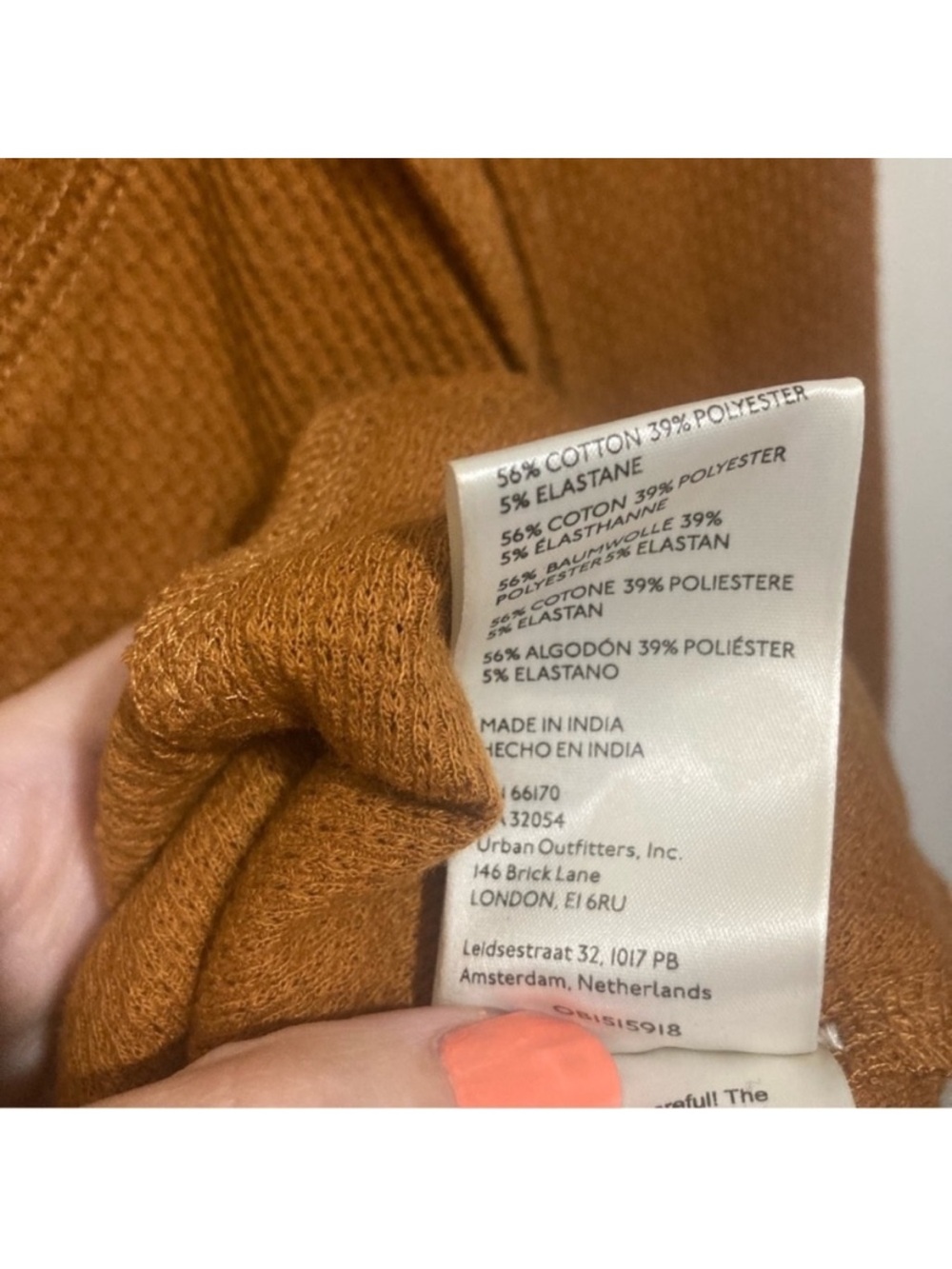 Free People A Little Unruly Longsleeve Thermal Top Rust Orange Eyelet Medium New - Picture 12 of 12